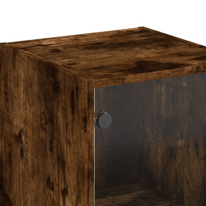 Highboard Räuchereiche mit Glastüren 35x142 cm