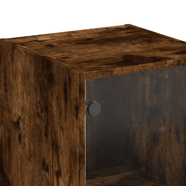 Highboard Räuchereiche mit Glastüren 35x142 cm