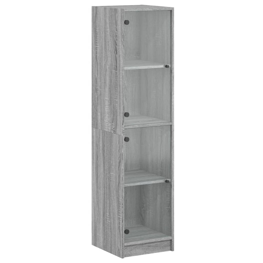 Highboard Grau Sonoma mit Glastüren 35x37x142 cm