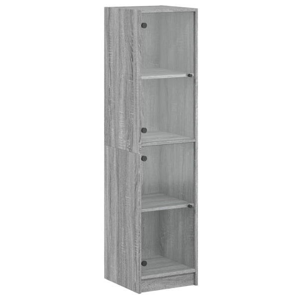 Highboard Grau Sonoma mit Glastüren 35x37x142 cm