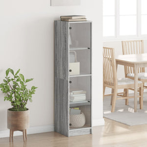 Highboard Grau Sonoma mit Glastüren 35x37x142 cm