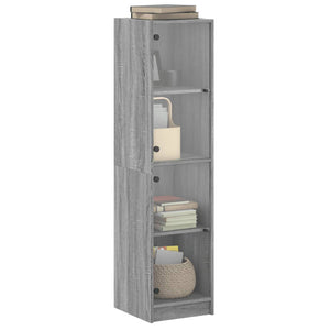 Highboard Grau Sonoma mit Glastüren 35x37x142 cm