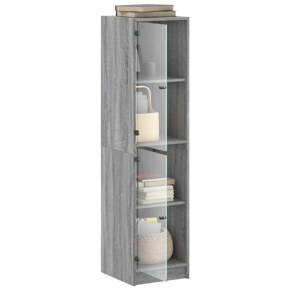 Highboard Grau Sonoma mit Glastüren 35x37x142 cm