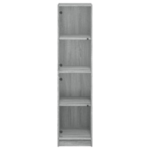 Highboard Grau Sonoma mit Glastüren 35x37x142 cm