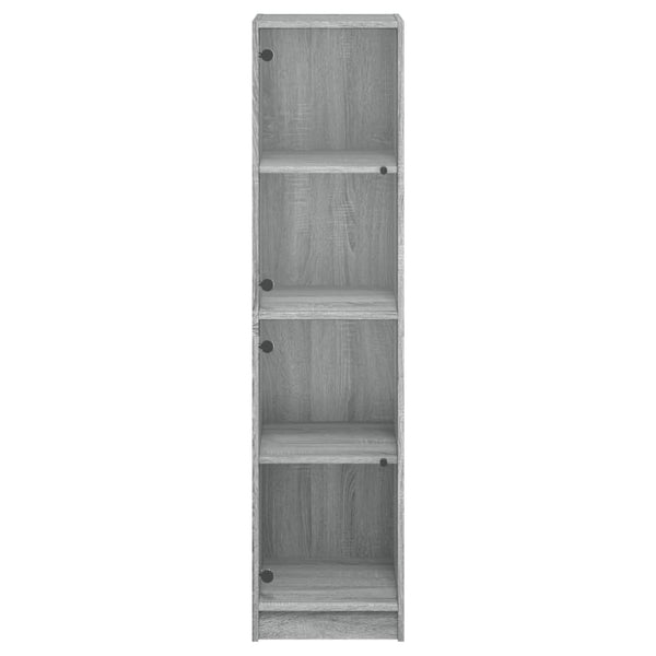 Highboard Grau Sonoma mit Glastüren 35x37x142 cm