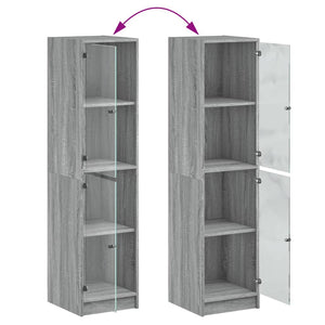 Highboard Grau Sonoma mit Glastüren 35x37x142 cm