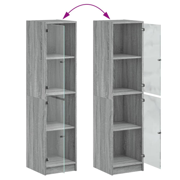 Highboard Grau Sonoma mit Glastüren 35x37x142 cm