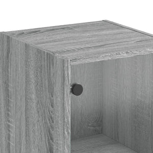 Highboard Grau Sonoma mit Glastüren 35x37x142 cm