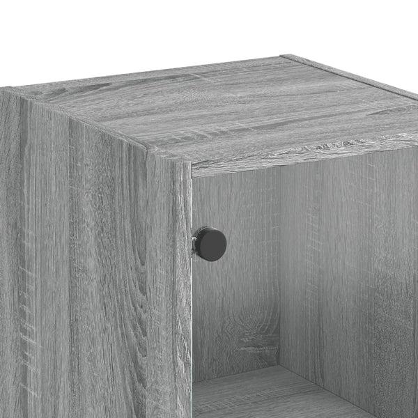 Highboard Grau Sonoma mit Glastüren 35x37x142 cm