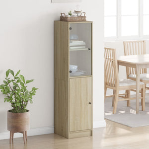 Highboard Sonoma-Eiche mit Glastür 35x37x142 cm