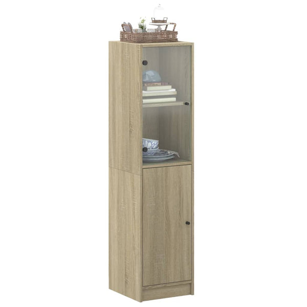 Highboard Sonoma-Eiche mit Glastür 35x37x142 cm