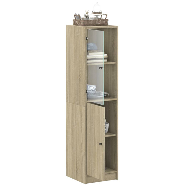 Highboard Sonoma-Eiche mit Glastür 35x37x142 cm