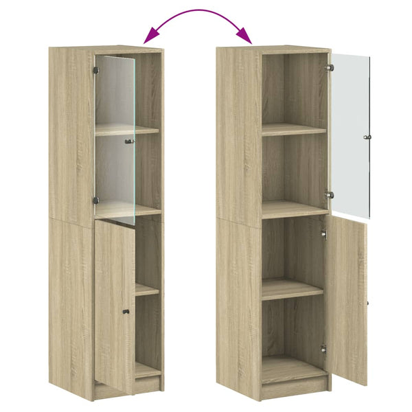 Highboard Sonoma-Eiche mit Glastür 35x37x142 cm