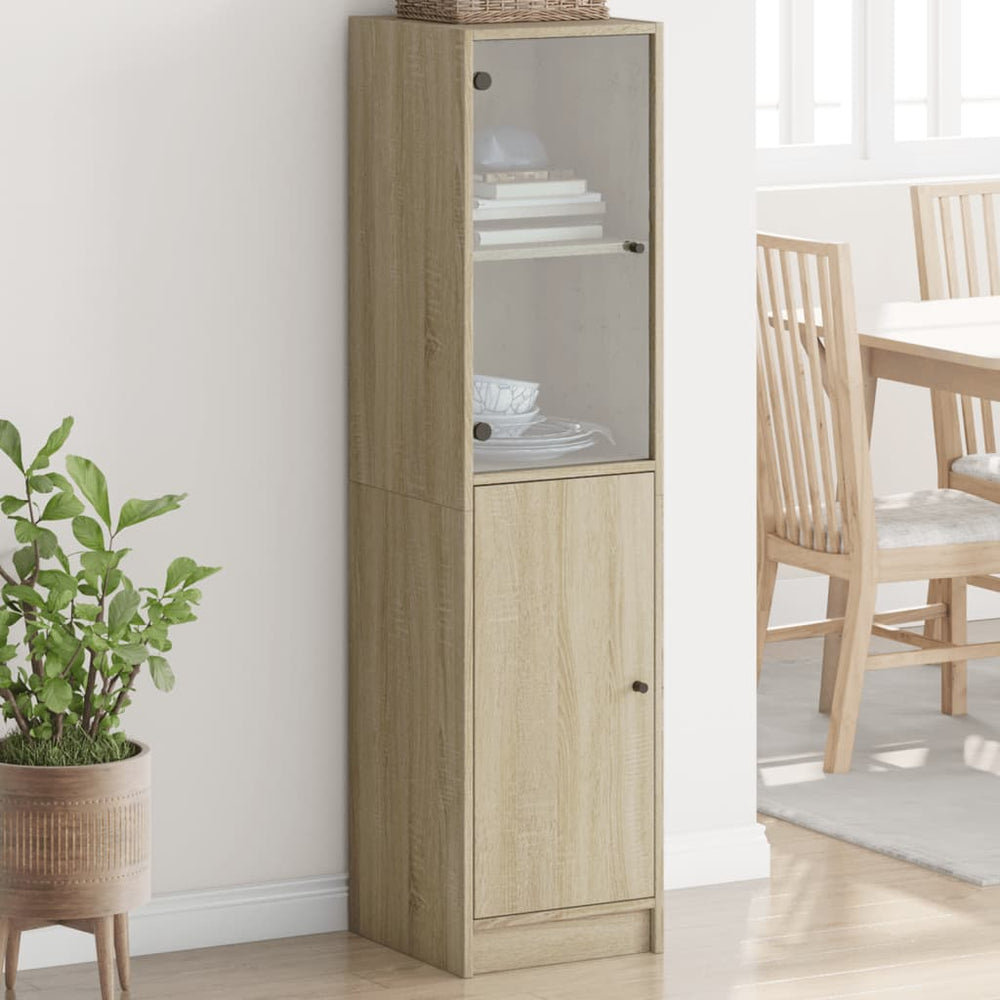Highboard Sonoma-Eiche mit Glastür 35x37x142 cm