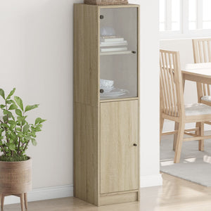 Highboard Sonoma-Eiche mit Glastür 35x37x142 cm