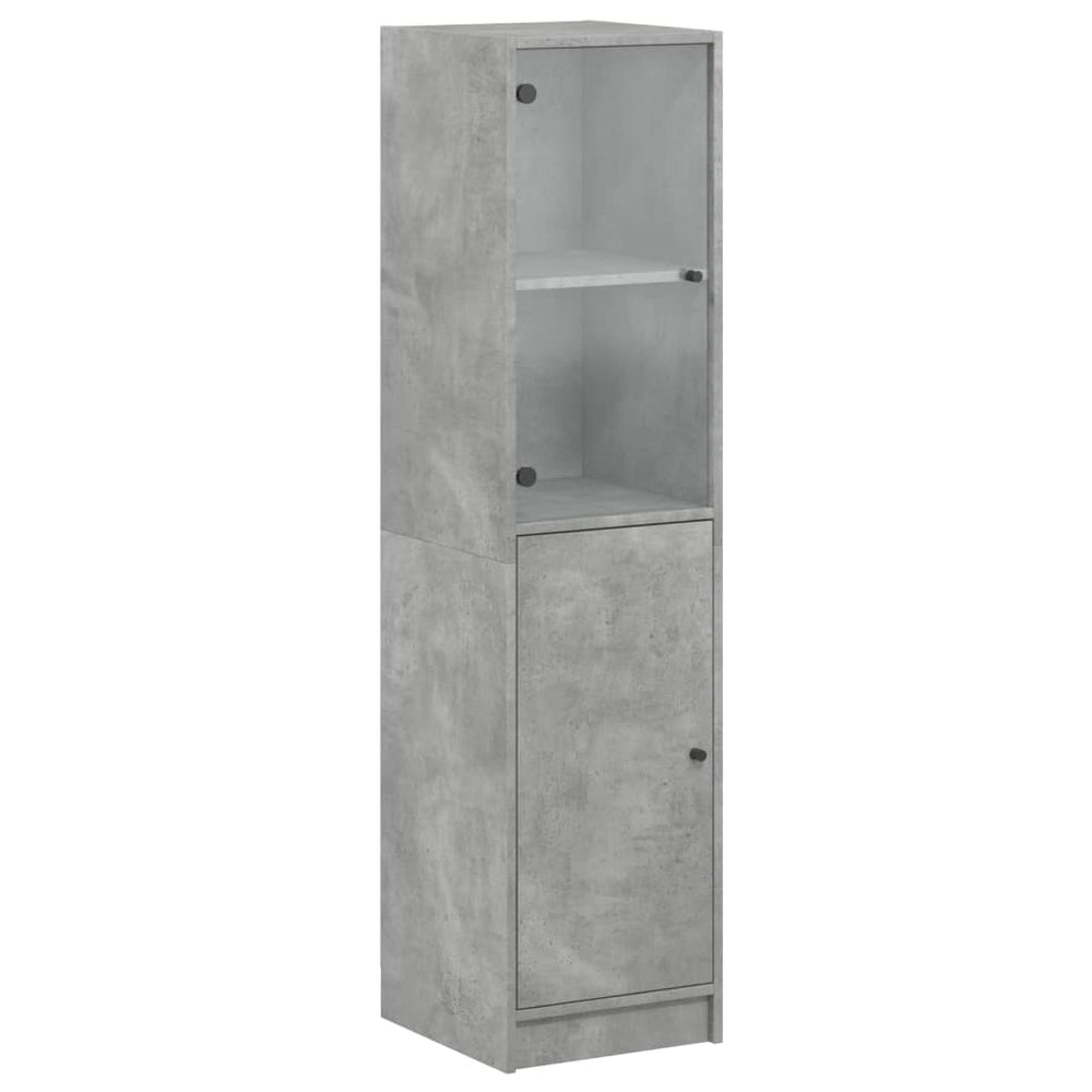 Highboard Betongrau mit Glastür 35x37x142 cm