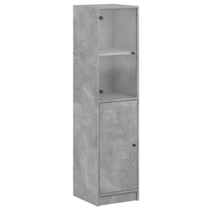 Highboard Betongrau mit Glastür 35x37x142 cm