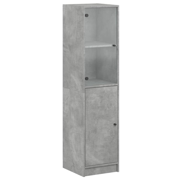 Highboard Betongrau mit Glastür 35x37x142 cm