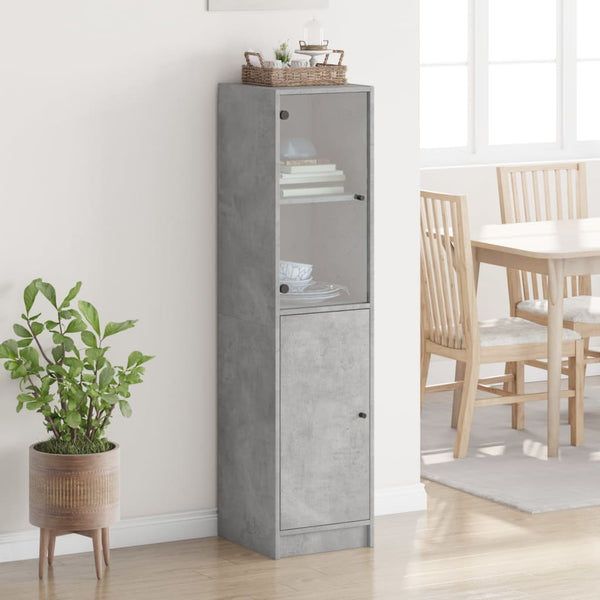 Highboard Betongrau mit Glastür 35x37x142 cm