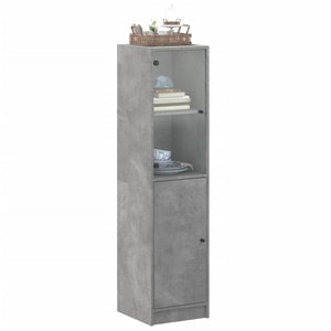 Highboard Betongrau mit Glastür 35x37x142 cm