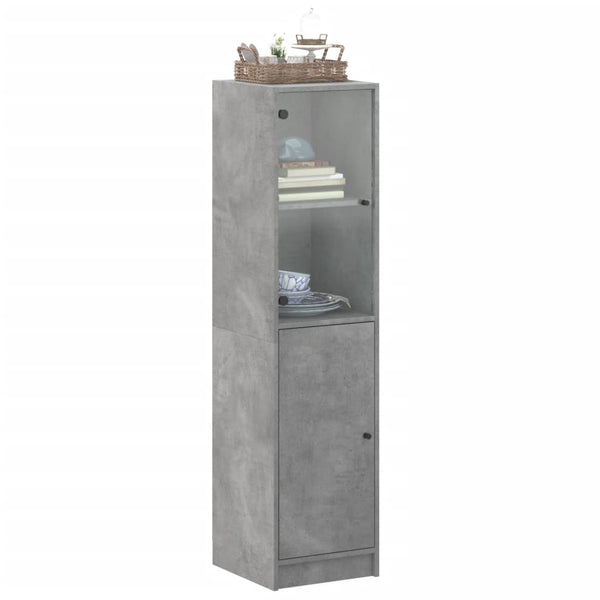 Highboard Betongrau mit Glastür 35x37x142 cm