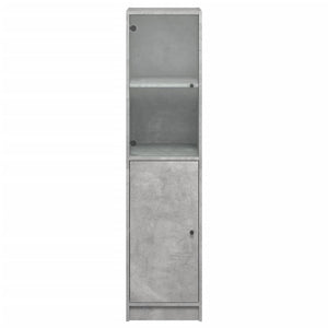 Highboard Betongrau mit Glastür 35x37x142 cm