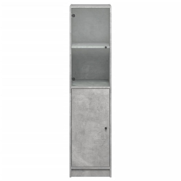 Highboard Betongrau mit Glastür 35x37x142 cm
