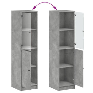 Highboard Betongrau mit Glastür 35x37x142 cm