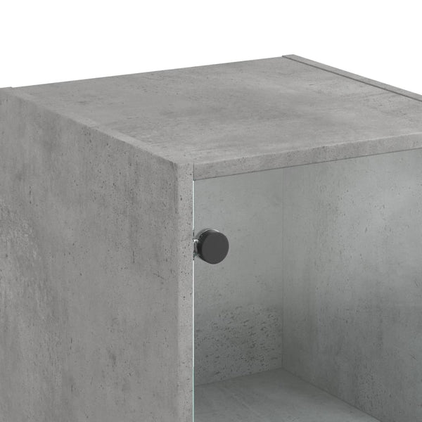 Highboard Betongrau mit Glastür 35x37x142 cm