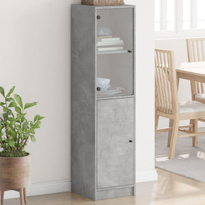 Highboard Betongrau mit Glastür 35x37x142 cm