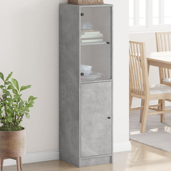 Highboard Betongrau mit Glastür 35x37x142 cm