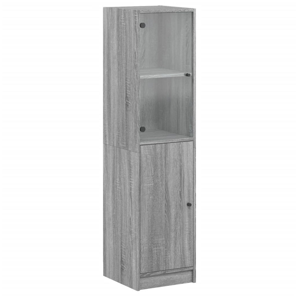 Highboard Grau Sonoma mit Glastür 35x37x142 cm