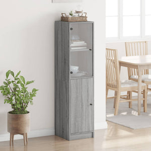 Highboard Grau Sonoma mit Glastür 35x37x142 cm