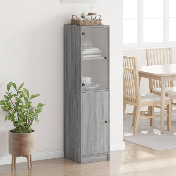 Highboard Grau Sonoma mit Glastür 35x37x142 cm