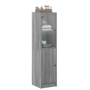 Highboard Grau Sonoma mit Glastür 35x37x142 cm