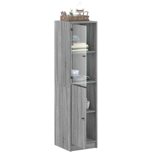 Highboard Grau Sonoma mit Glastür 35x37x142 cm