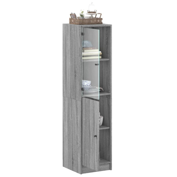 Highboard Grau Sonoma mit Glastür 35x37x142 cm