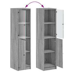 Highboard Grau Sonoma mit Glastür 35x37x142 cm