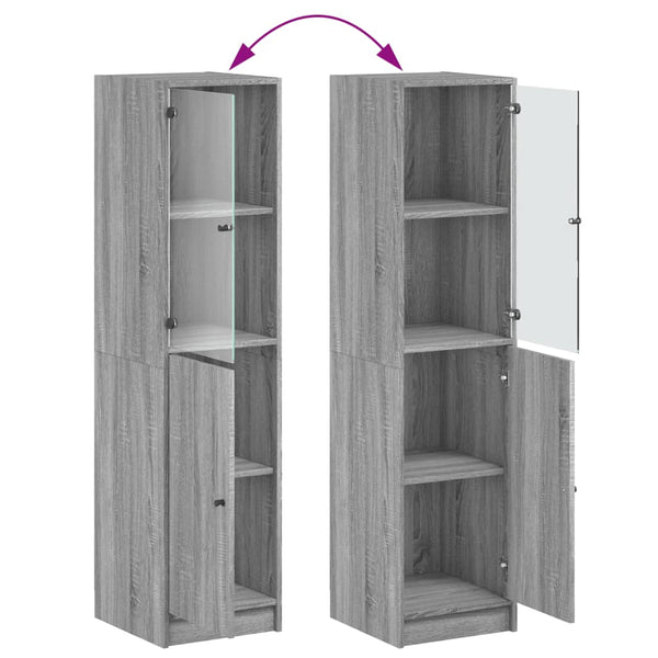 Highboard Grau Sonoma mit Glastür 35x37x142 cm