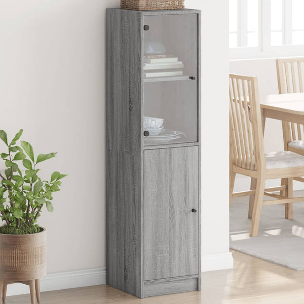 Highboard Grau Sonoma mit Glastür 35x37x142 cm