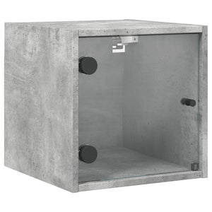 Betongrauer Nachttisch mit Glastür 35x37x35 cm