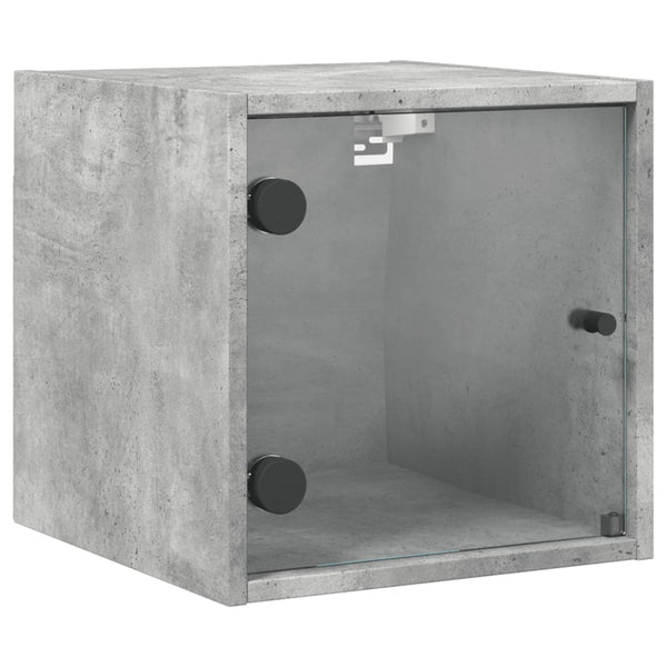 Betongrauer Nachttisch mit Glastür 35x37x35 cm