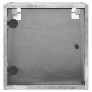 Betongrauer Nachttisch mit Glastür 35x37x35 cm