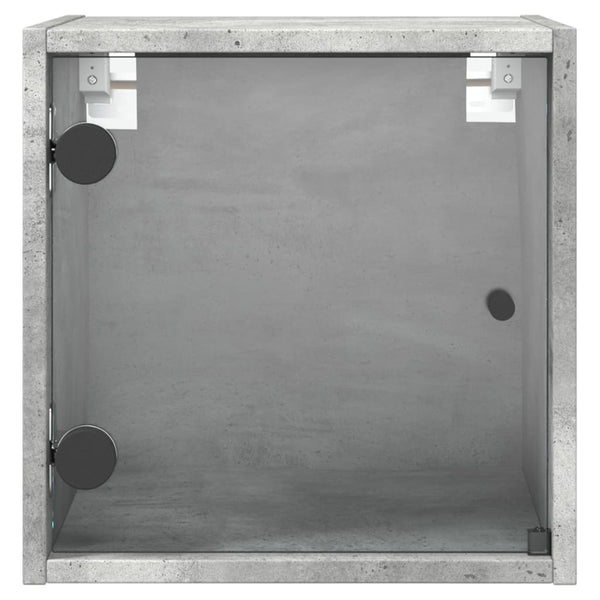 Betongrauer Nachttisch mit Glastür 35x37x35 cm