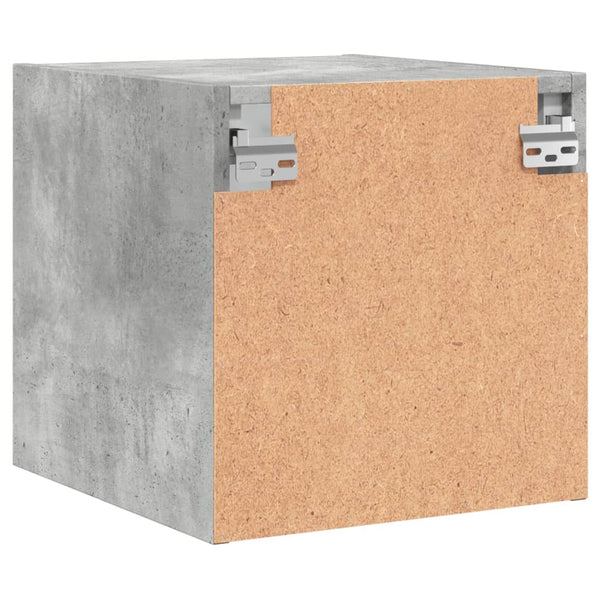 Betongrauer Nachttisch mit Glastür 35x37x35 cm