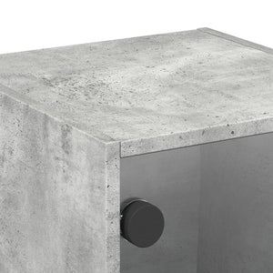 Betongrauer Nachttisch mit Glastür 35x37x35 cm