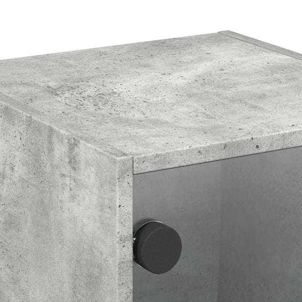 Betongrauer Nachttisch mit Glastür 35x37x35 cm