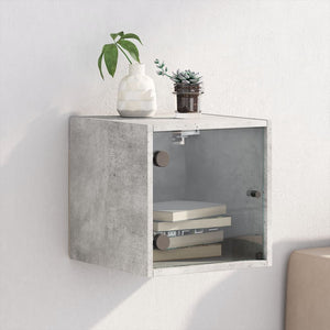 Betongrauer Nachttisch mit Glastür 35x37x35 cm