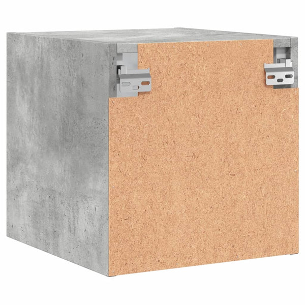 Betongraue Nachttische mit Glastüren, 2er-Set