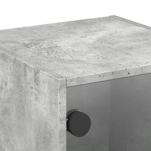 Betongraue Nachttische mit Glastüren, 2er-Set